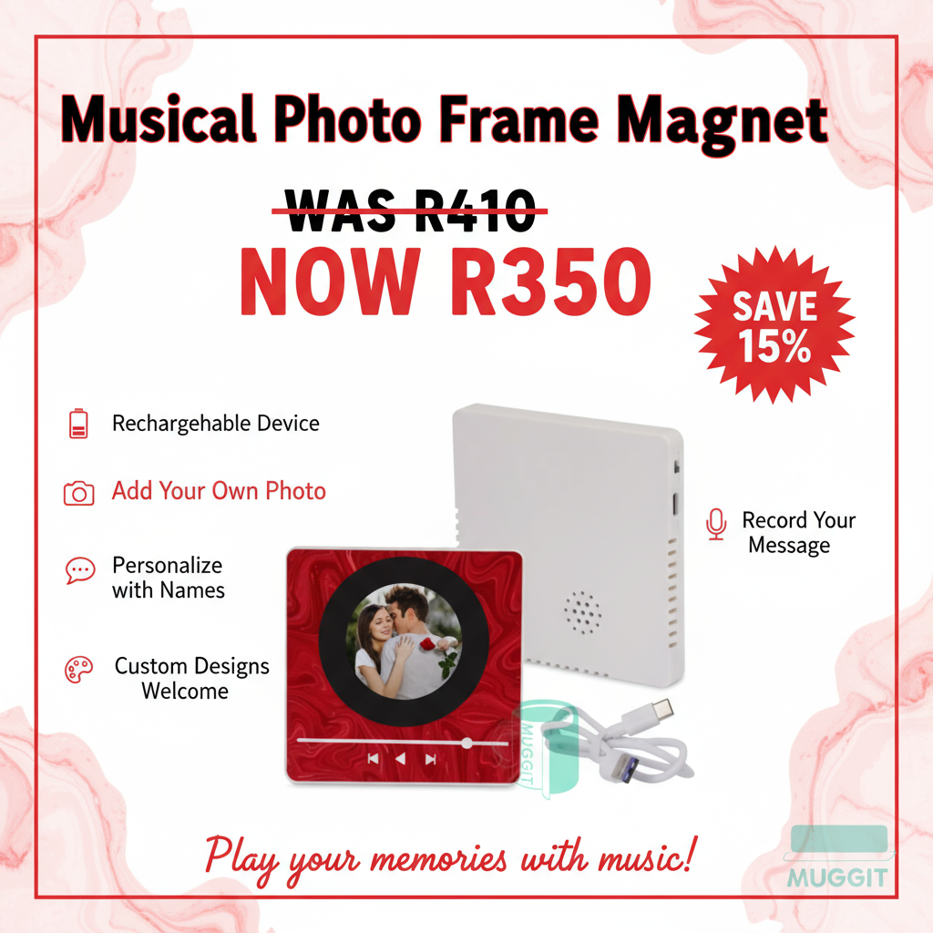 Personalized Musical Fridge Magnet | Record Voice Messages & Baby's First Words | Custom Photo | SA Made