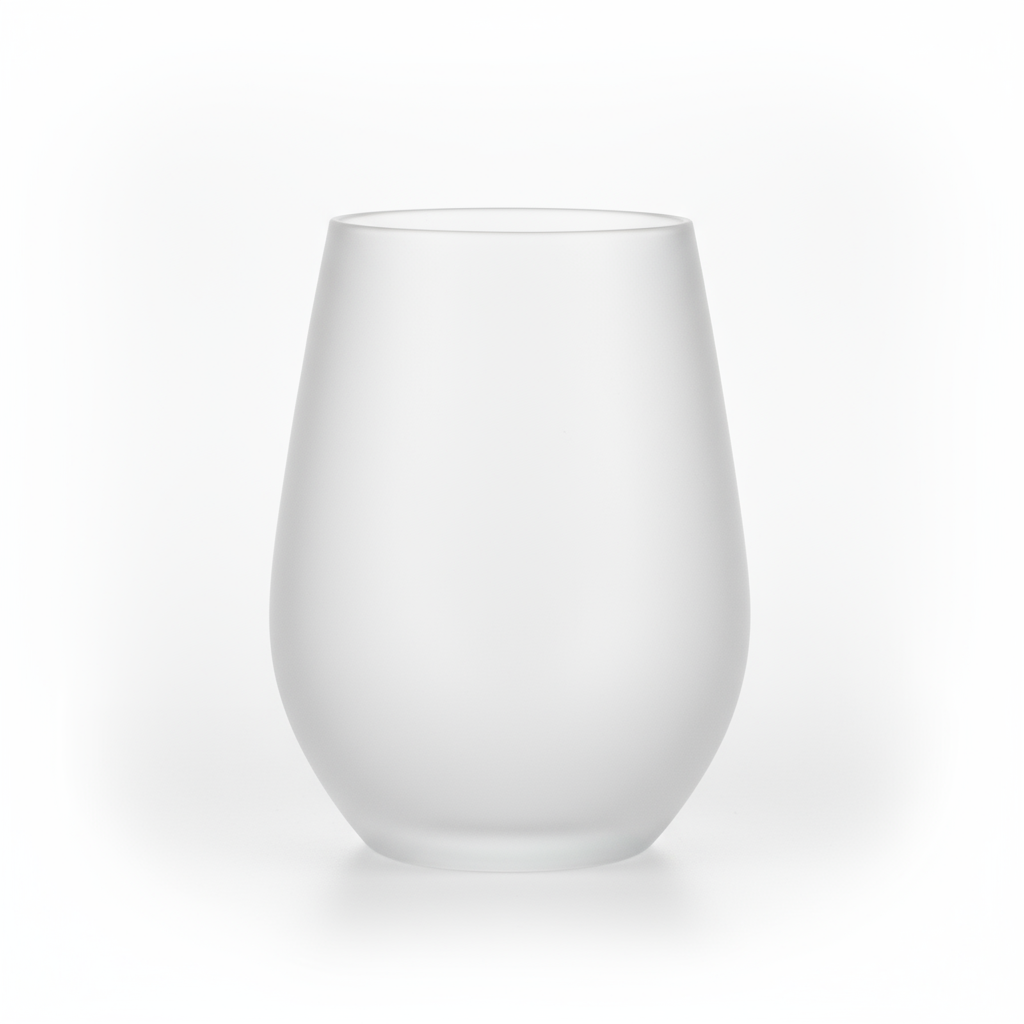 Professional front view of frosted wine glass