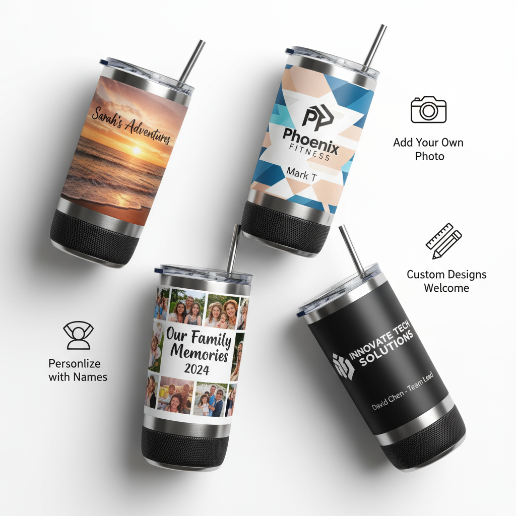 2-in-1 Bluetooth Speaker Tumbler Custom Photo | Personalized Insulated Drinkware | Music On The Go | SA Made