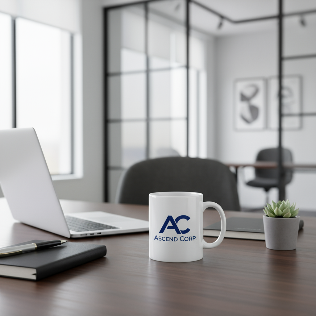 Corporate office with AA-grade mug