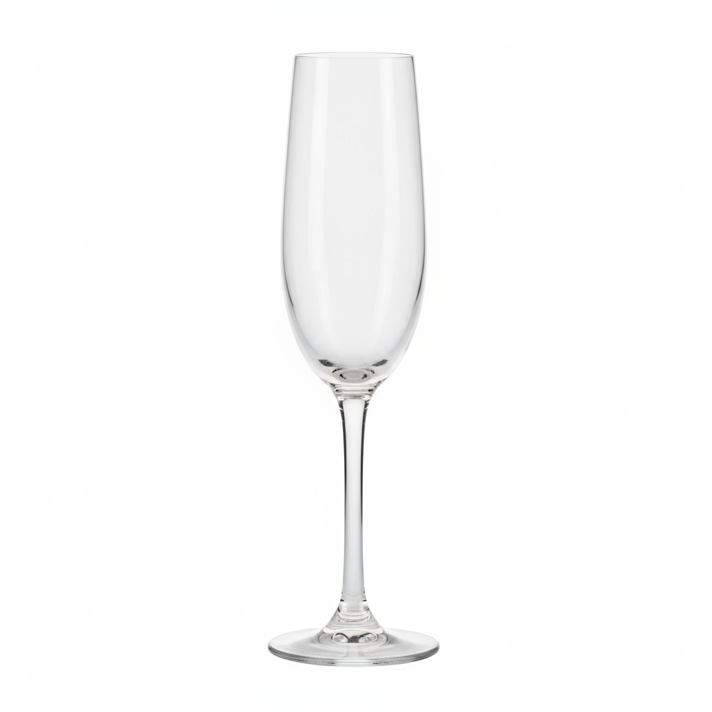 Professional front view of champagne flute