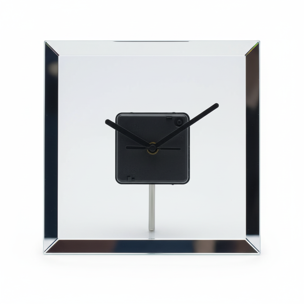 Professional front view of glass mirror clock