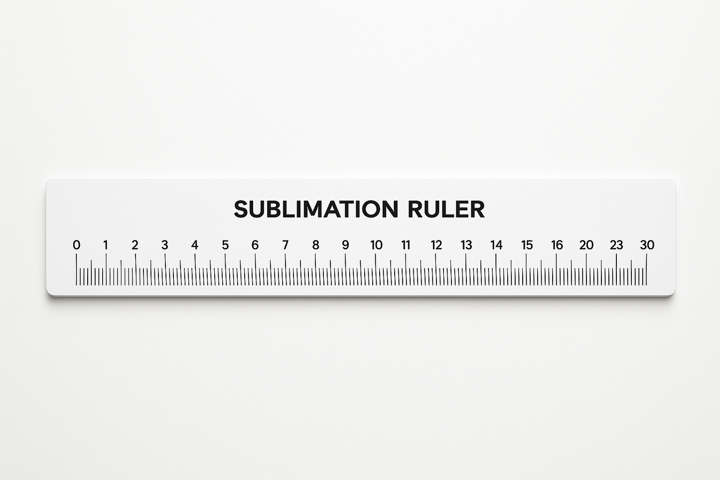 White Sublimation Ruler 30cm - Front View
