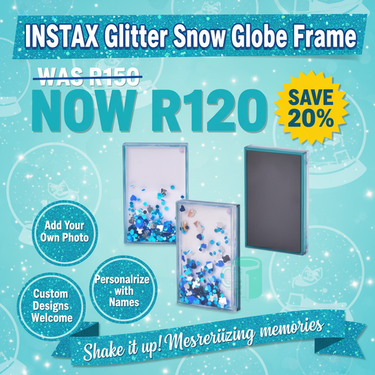Instax Mini Photo Snow Globe Frame | Magical Glitter Christmas Gift | Shake & Watch Snow Fall | SA Made
