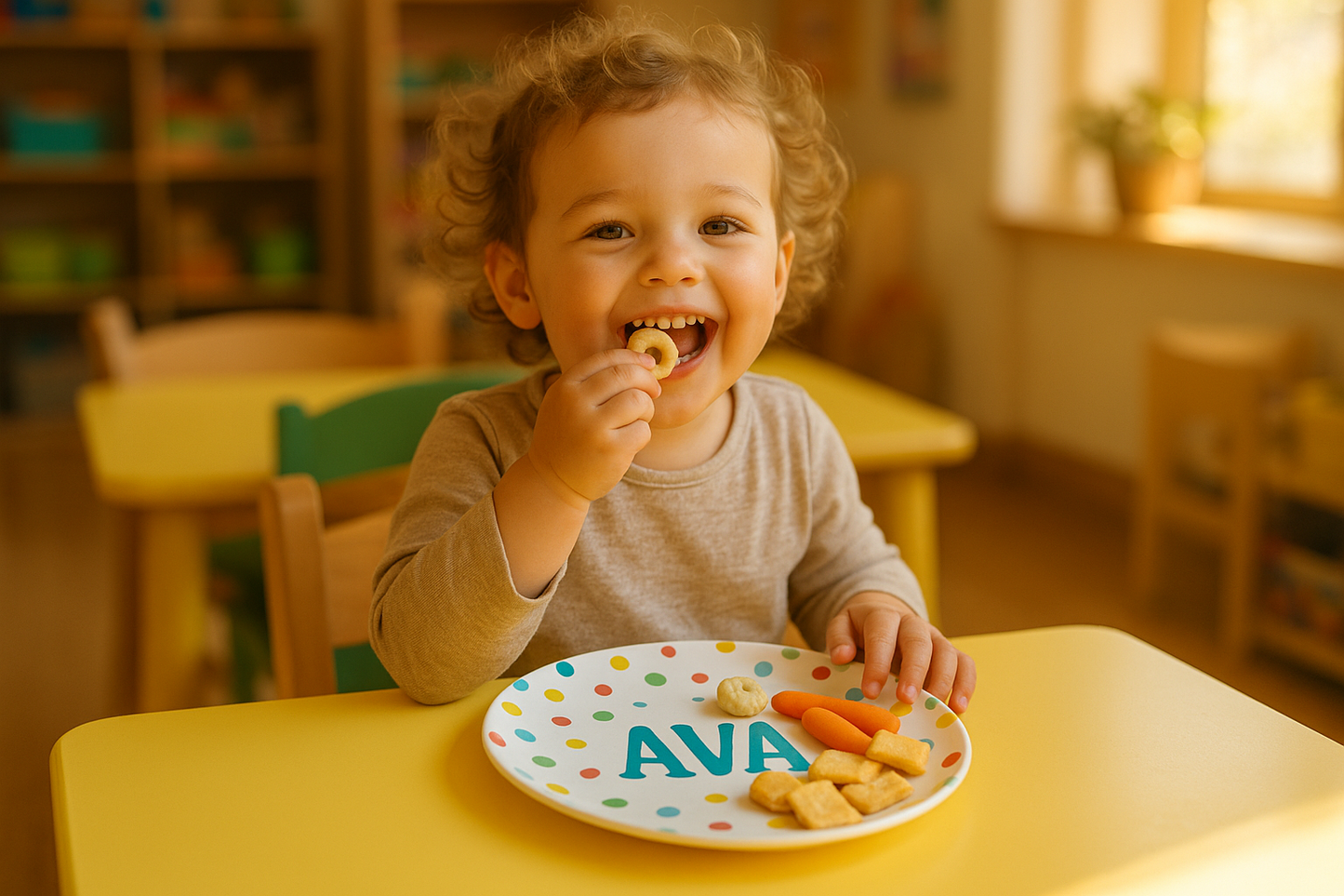 Child using personalized plate