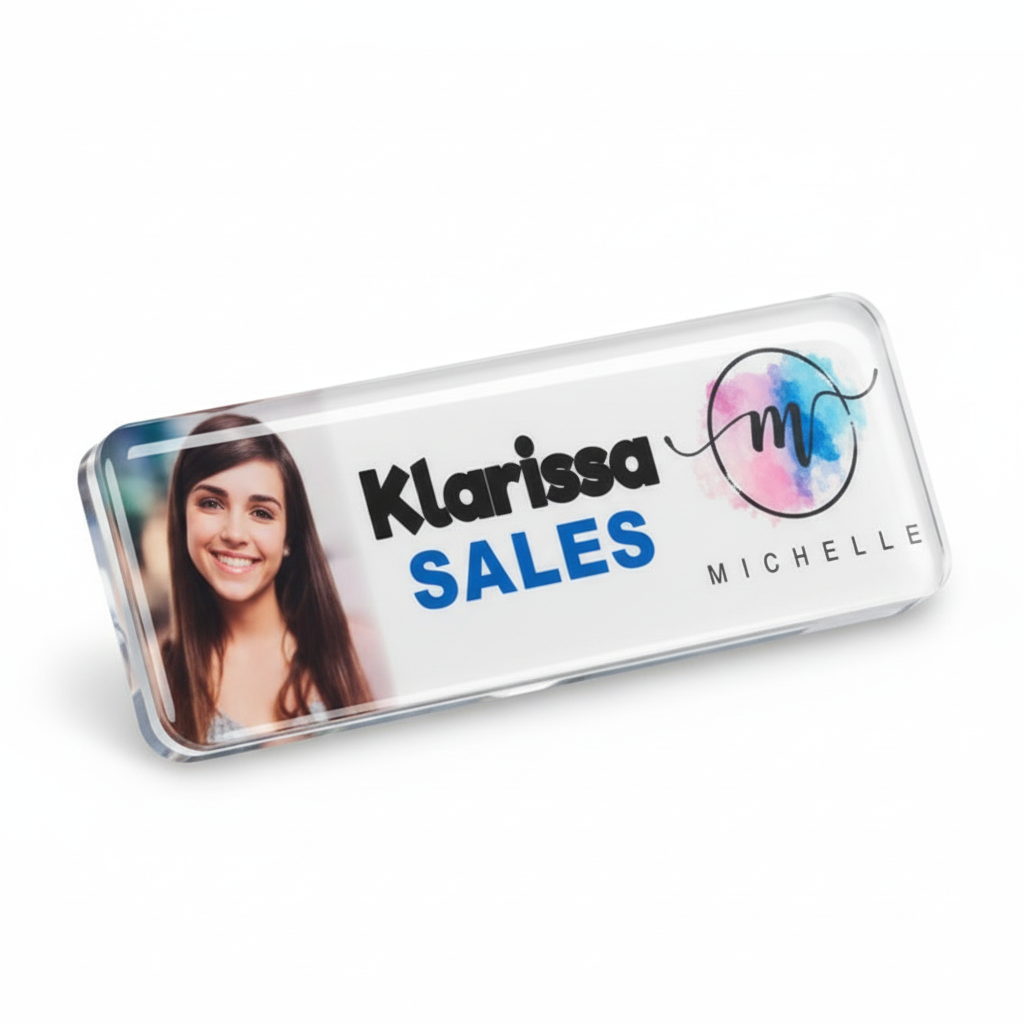 Close-up of 2-tone badge detail