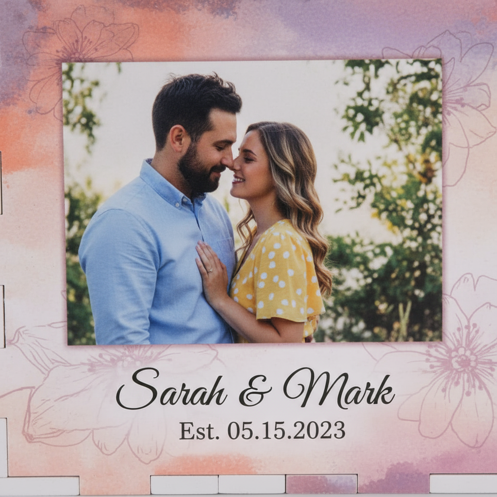 Close-up of photo and text customization