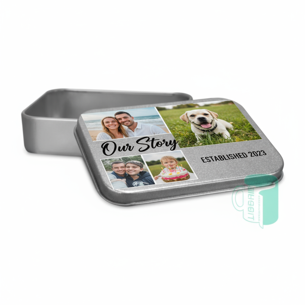 Close-up of vibrant custom printed design on metal lid