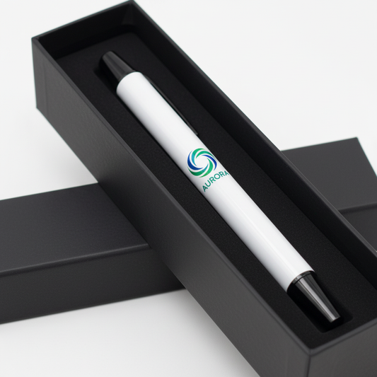 Premium personalized pen gift set in elegant box with custom sublimation printing