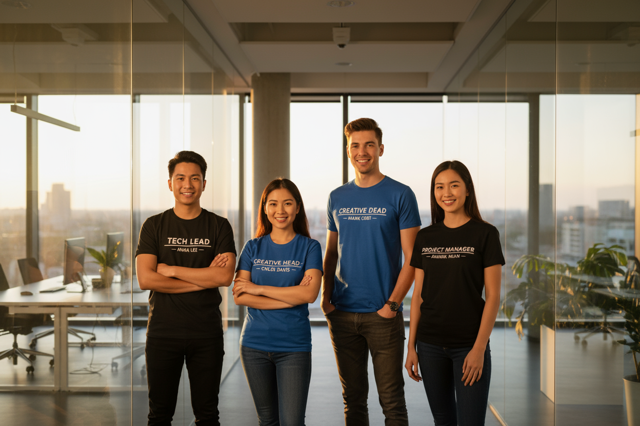 Corporate Team in Coordinating Custom Colors