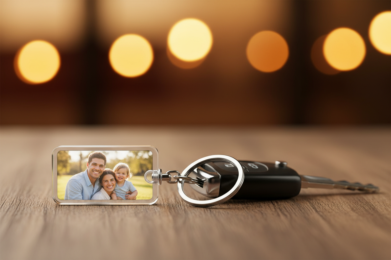 Custom Photo Keychain on Keys