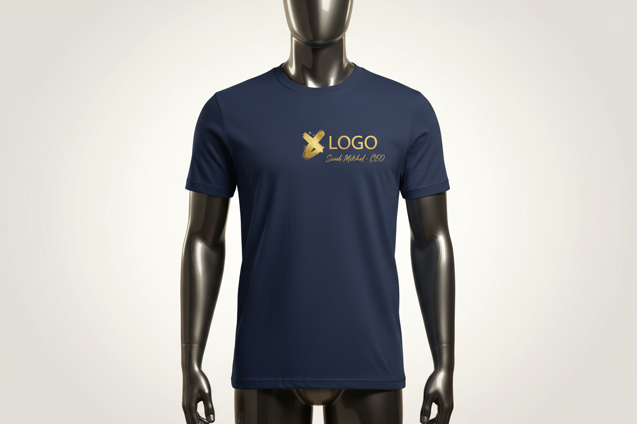 Elegant Navy Blue Custom T-Shirt