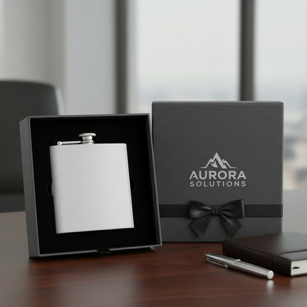 Enhanced premium flask gift box presentation