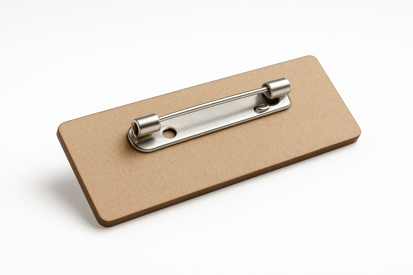 Hardboard Badge - Angled View with Pin Backing