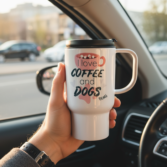 Morning commute with personalized mug