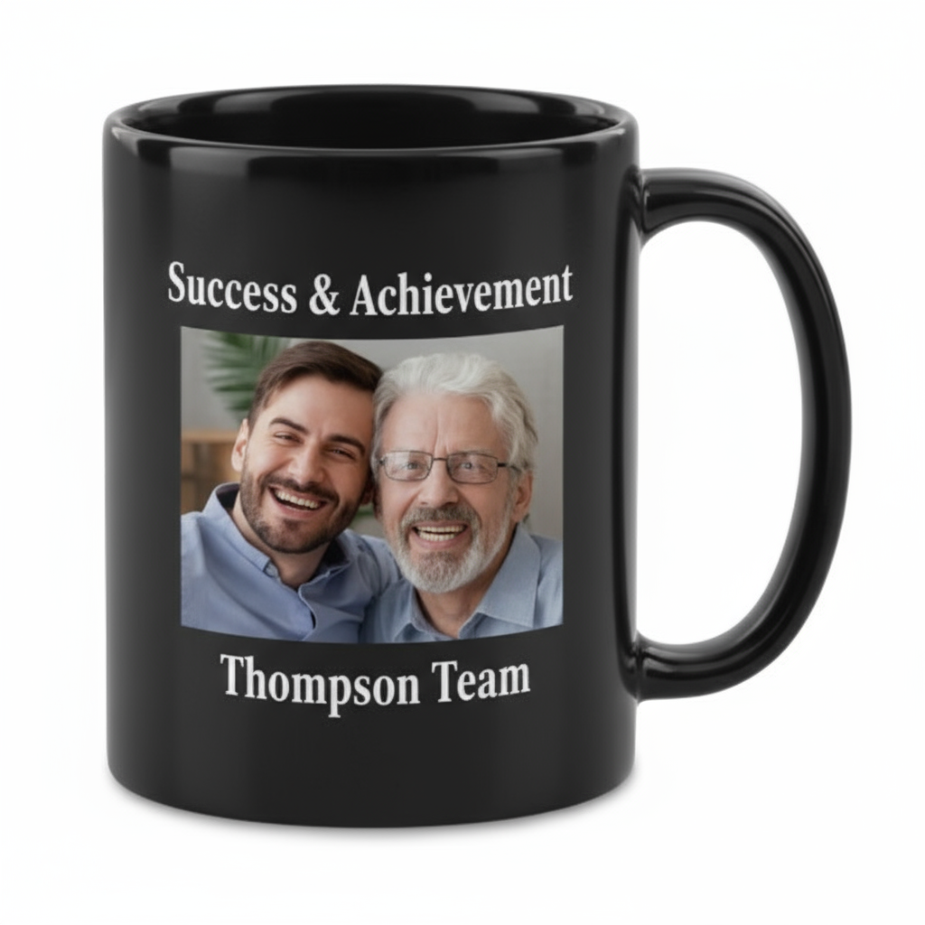 Black Patch Coffee Mugs 11oz | Custom Photo & Name Printing | Premium Gifts SA