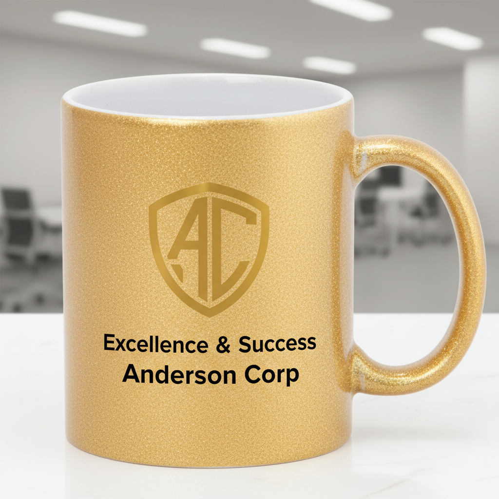 Gold Glitter Coffee Mugs 11oz | Custom Photo & Name Printing | Luxury Gifts SA