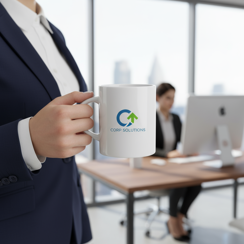 Professional holding heart handle mug