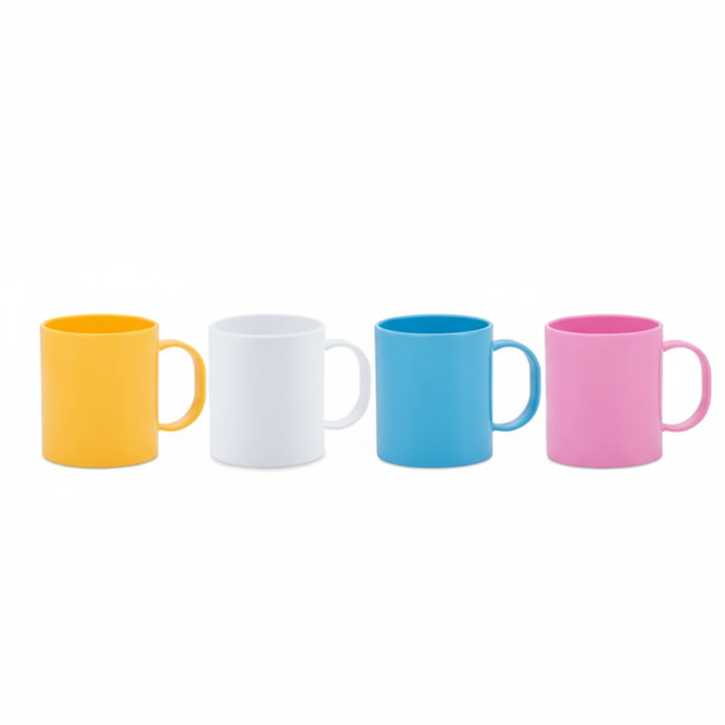 Professional view of all 4 color polymer mugs