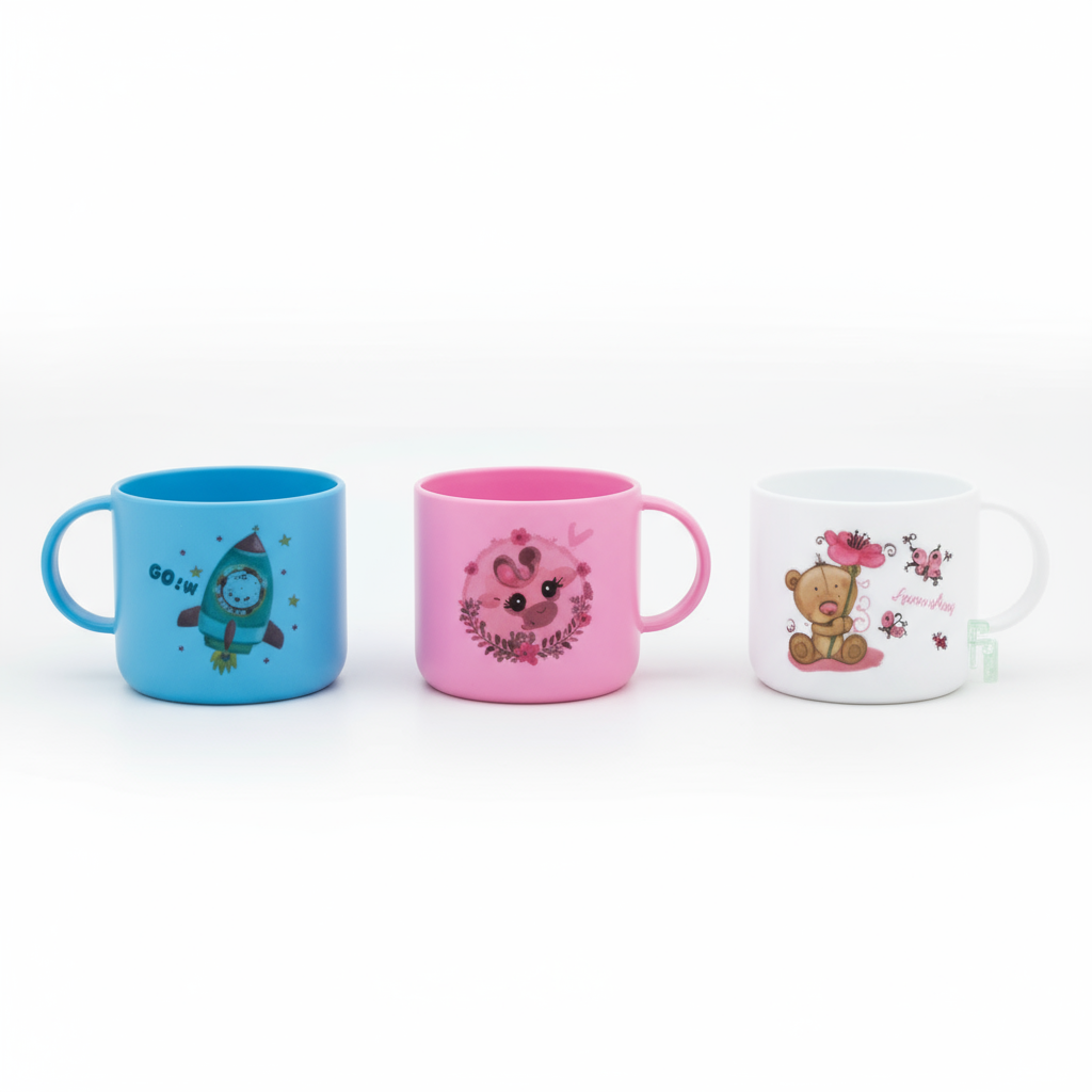 Professional view of all 3 color kids mugs