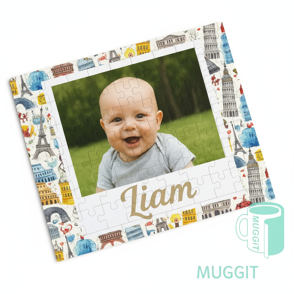 Personalized 60-Piece European Cardboard Puzzle - Custom Photo & Name Gift