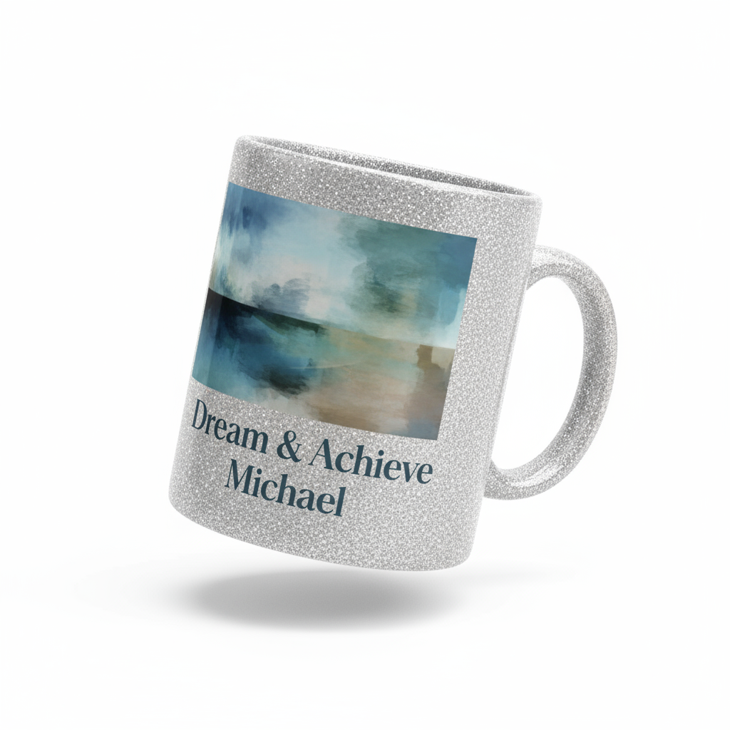 Silver Glitter Coffee Mugs 11oz | Custom Photo & Name Printing | Elegant Gifts SA