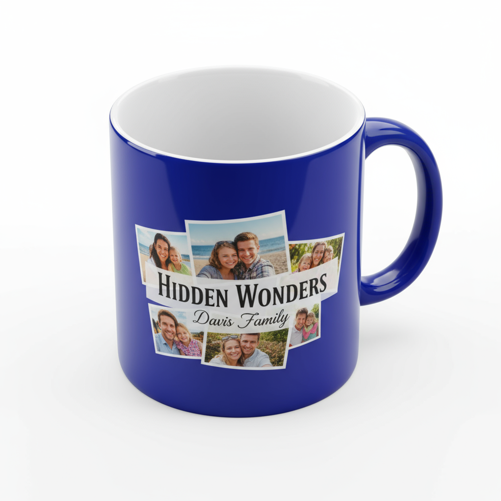 Personalized Glossy Blue Magic Mug - Custom Photo & Name - 11oz Color-Changing