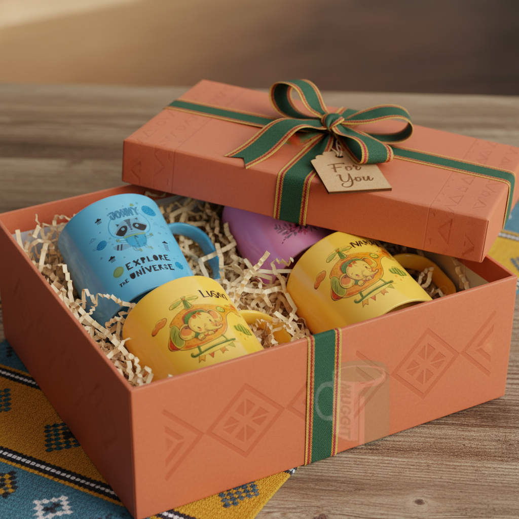 Gift presentation of polymer mugs