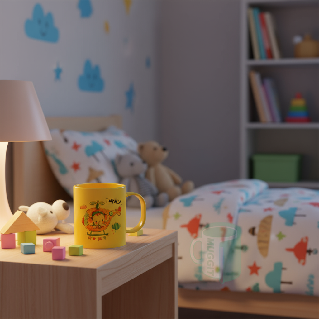 Child's bedroom with personalized mug