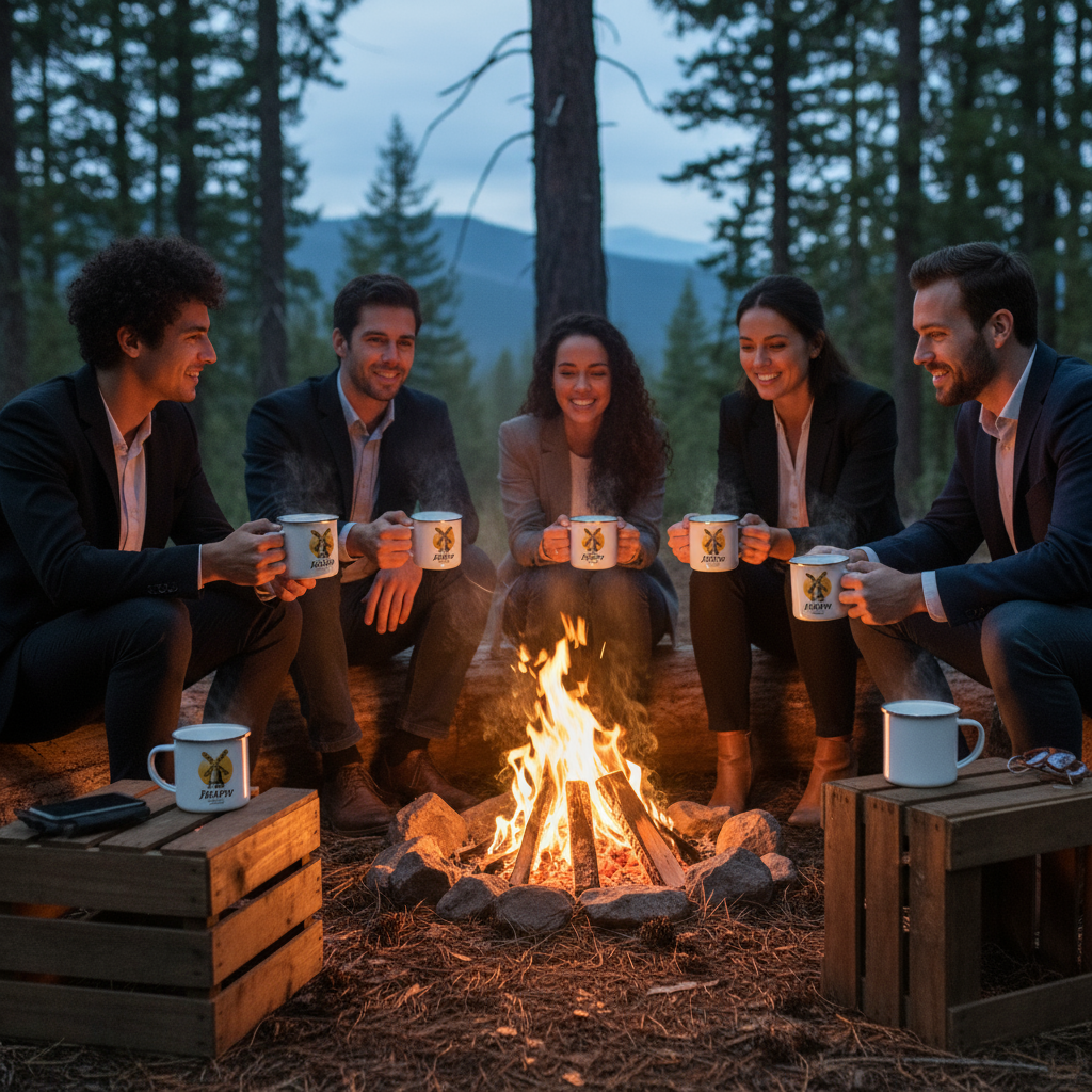 Outdoor corporate event campfire