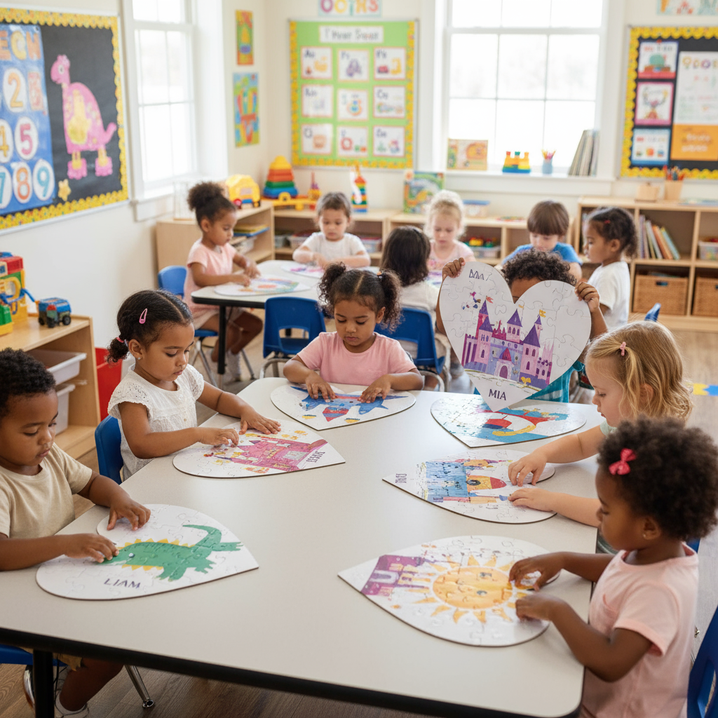 Daycare classroom with custom puzzles