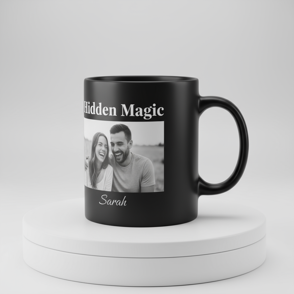 Personalized Magic Black Color-Changing Mug - Custom Photo & Name - 11oz Heat-Sensitive