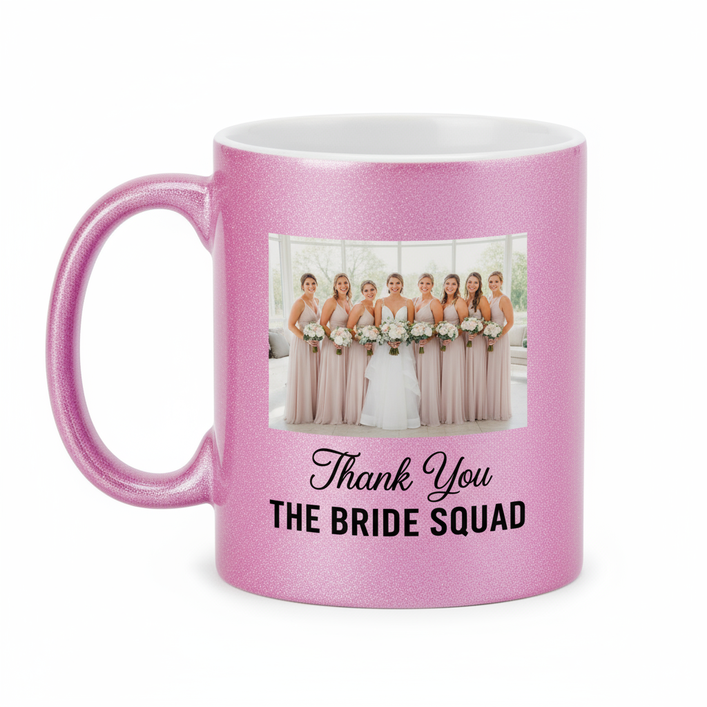Pink Glitter Coffee Mugs 11oz | Custom Photo & Name Printing | Fun Gifts SA