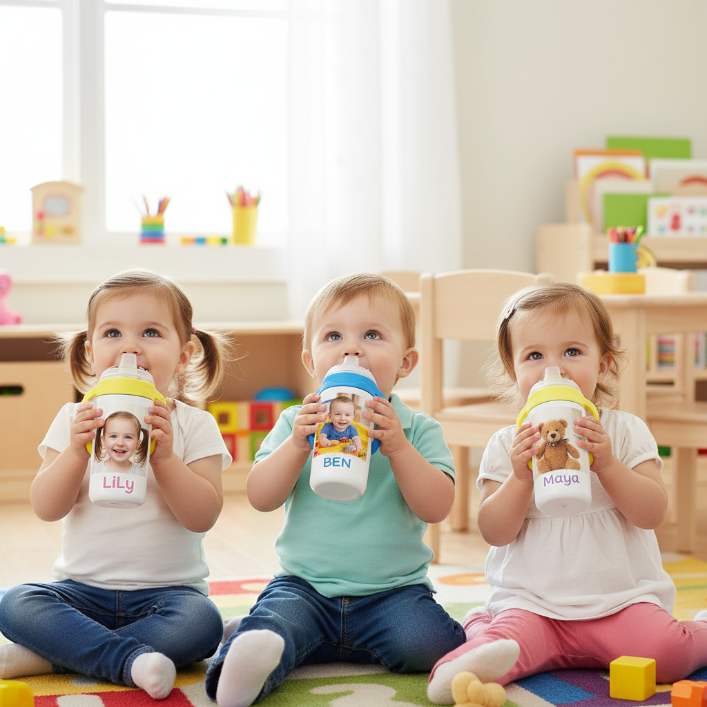 Personalized Kids Sippy Cup - Custom Full-Wrap Photo & Name Toddler Drinkware