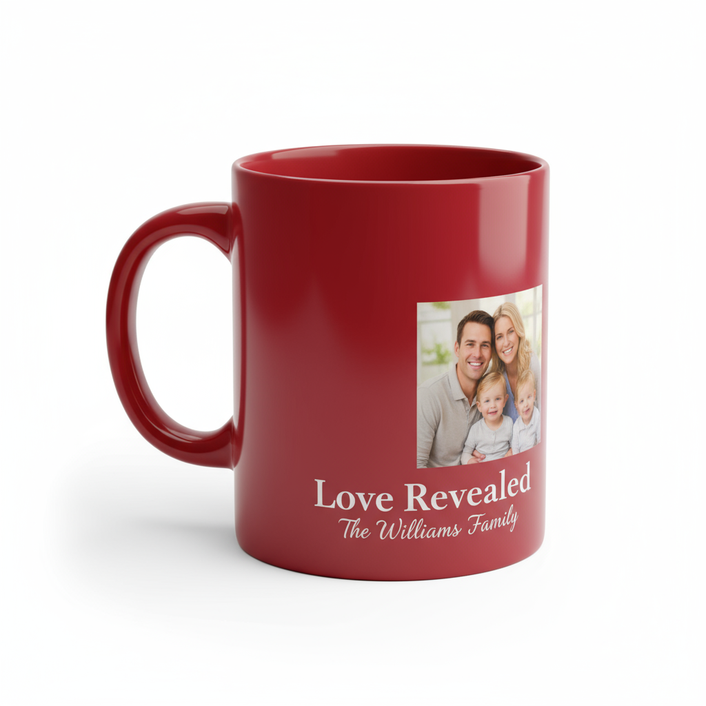 Personalized Glossy Red Magic Mug - Custom Photo & Name - 11oz Color-Changing