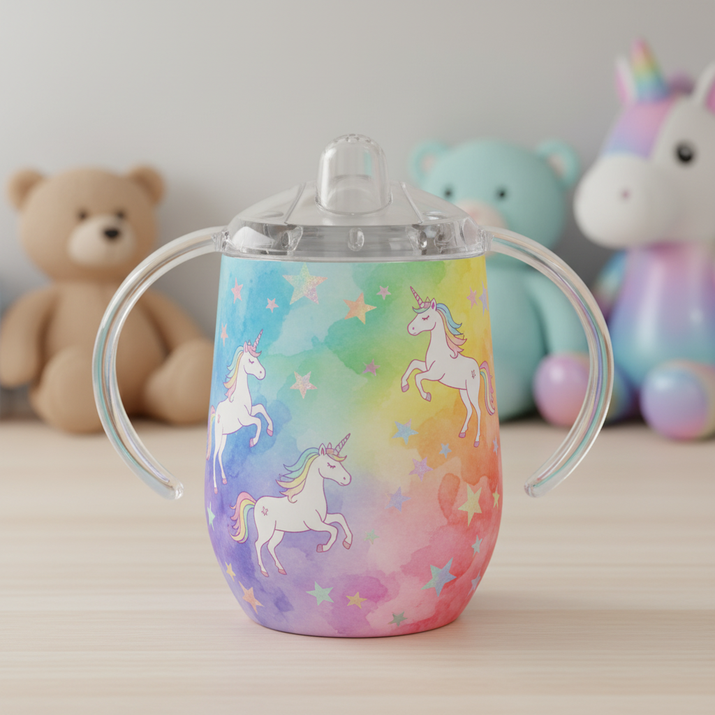 Rainbow Unicorn Sublimated Sippy Cup