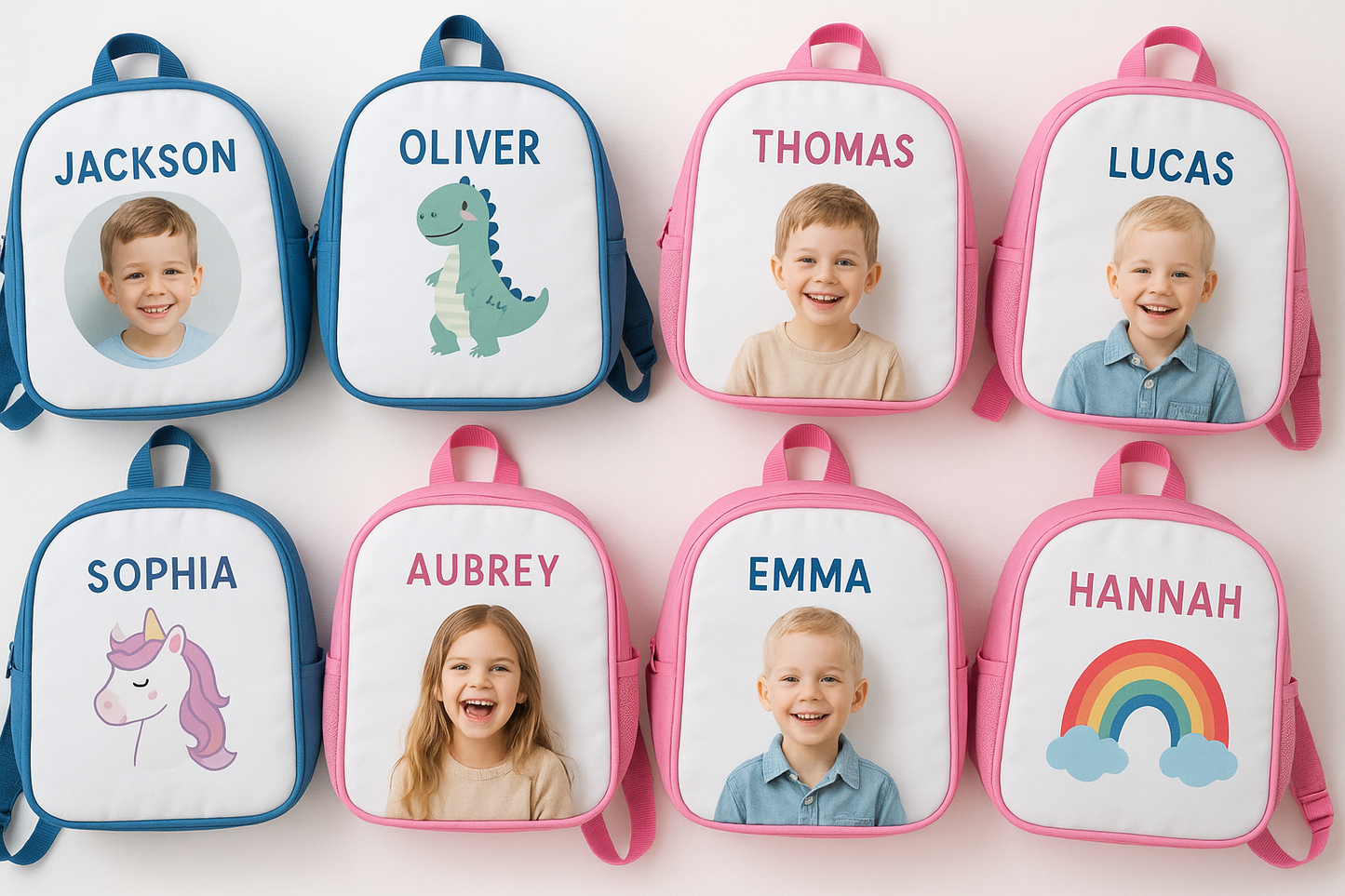 Personalized Kids Sublimation Backpack - Custom Photo & Name School Bag
