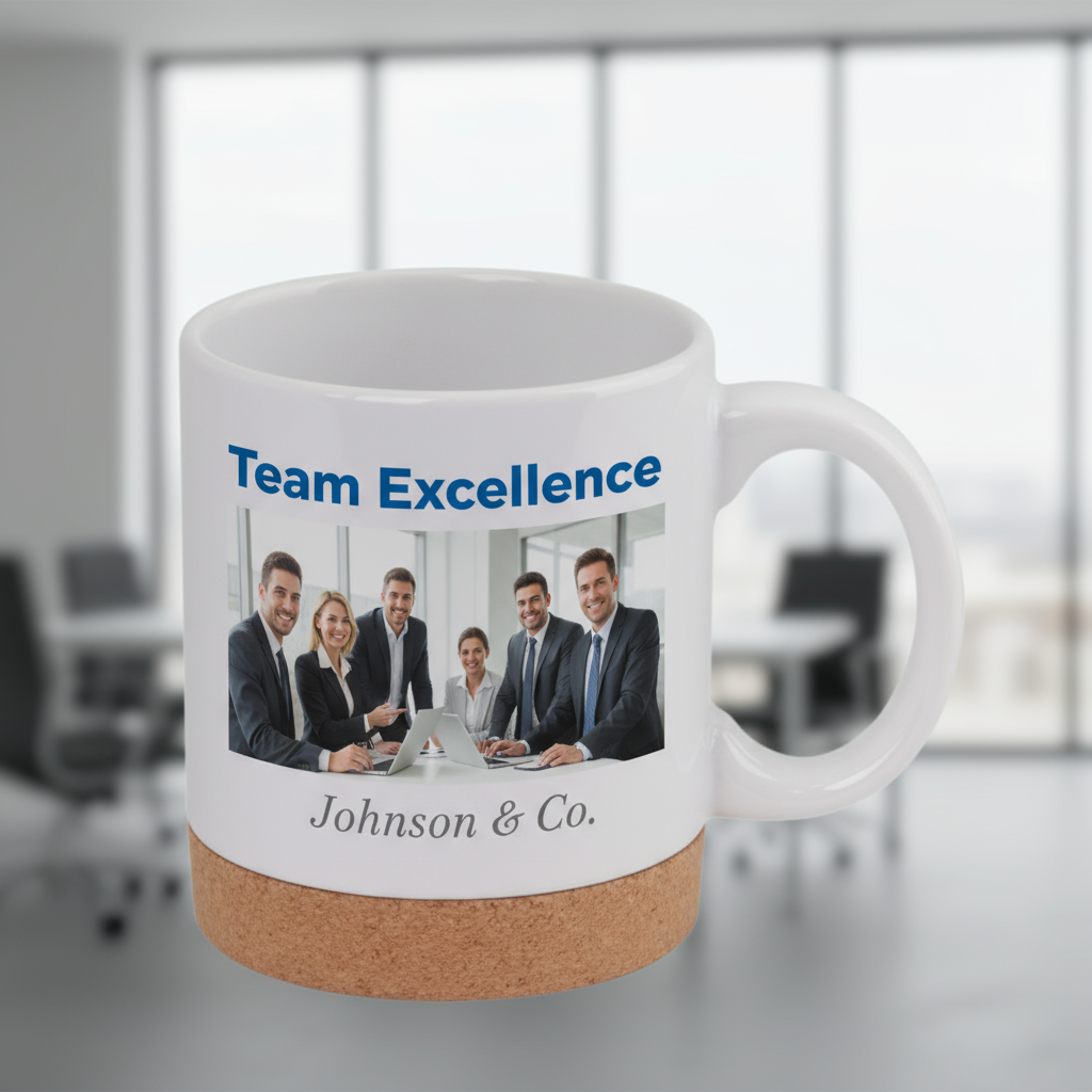 Cork Base Coffee Mugs 11oz | Custom Photo & Name Printing | Eco-Friendly Gifts SA