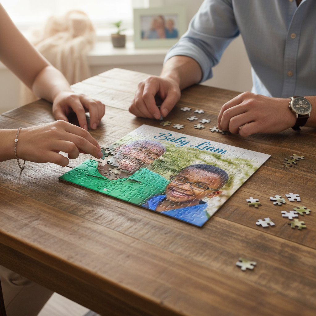Personalized 70-Piece Cardboard Puzzle - Custom Photo & Name Gift