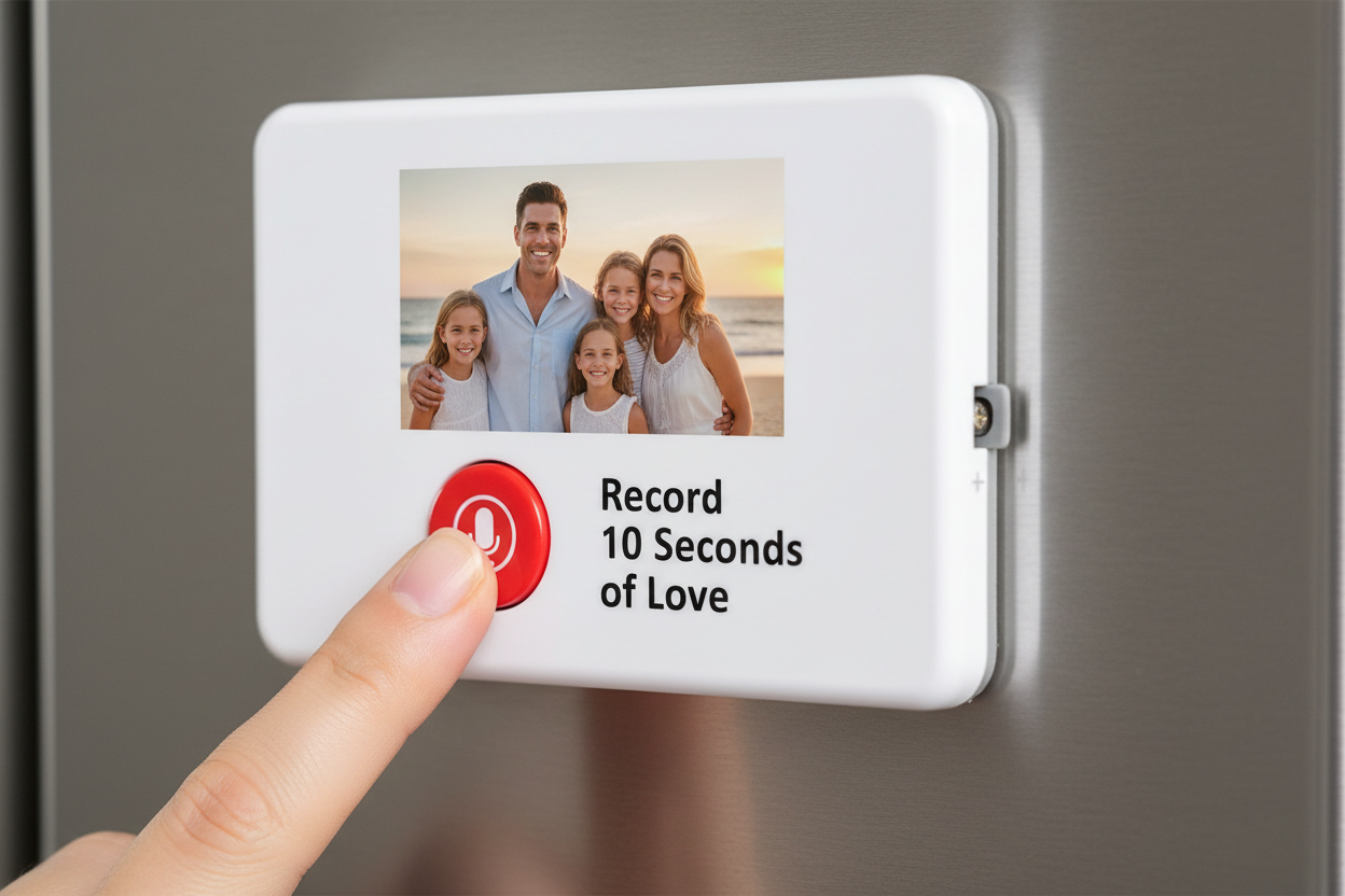 Musical magnet recording button close up detail