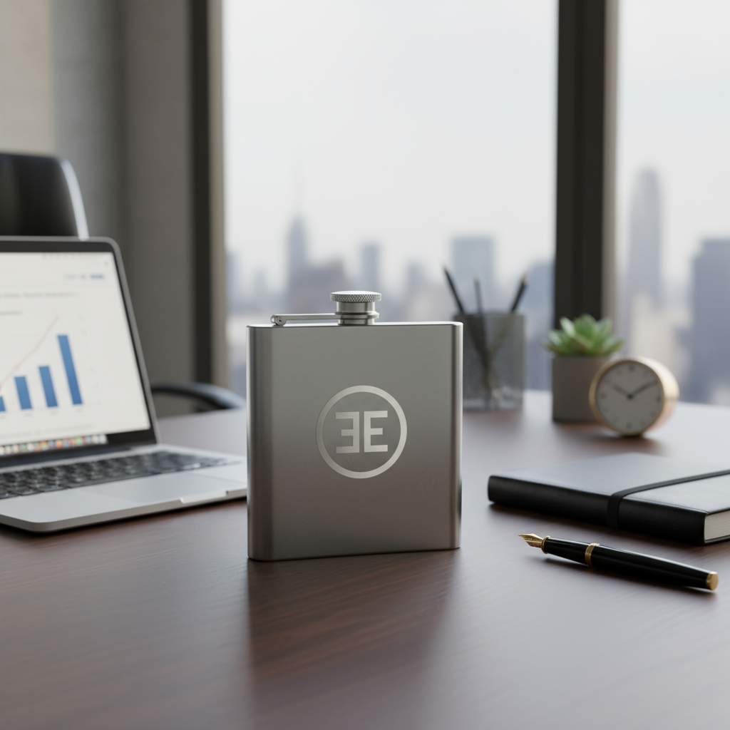Corporate office with premium hip flask