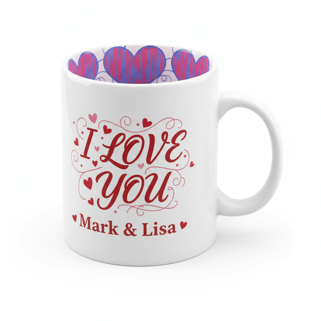 'I Love You' Coffee Mugs 11oz | Custom Photo & Name Printing | Romantic Gifts SA