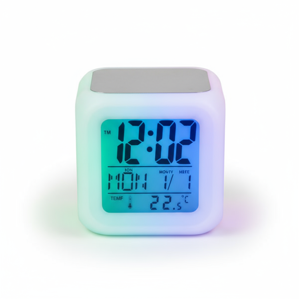 Professional front view of digital cube clock