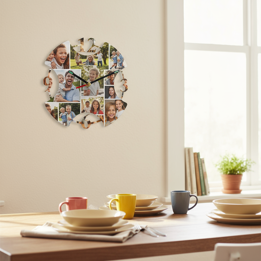 Home kitchen with family photos