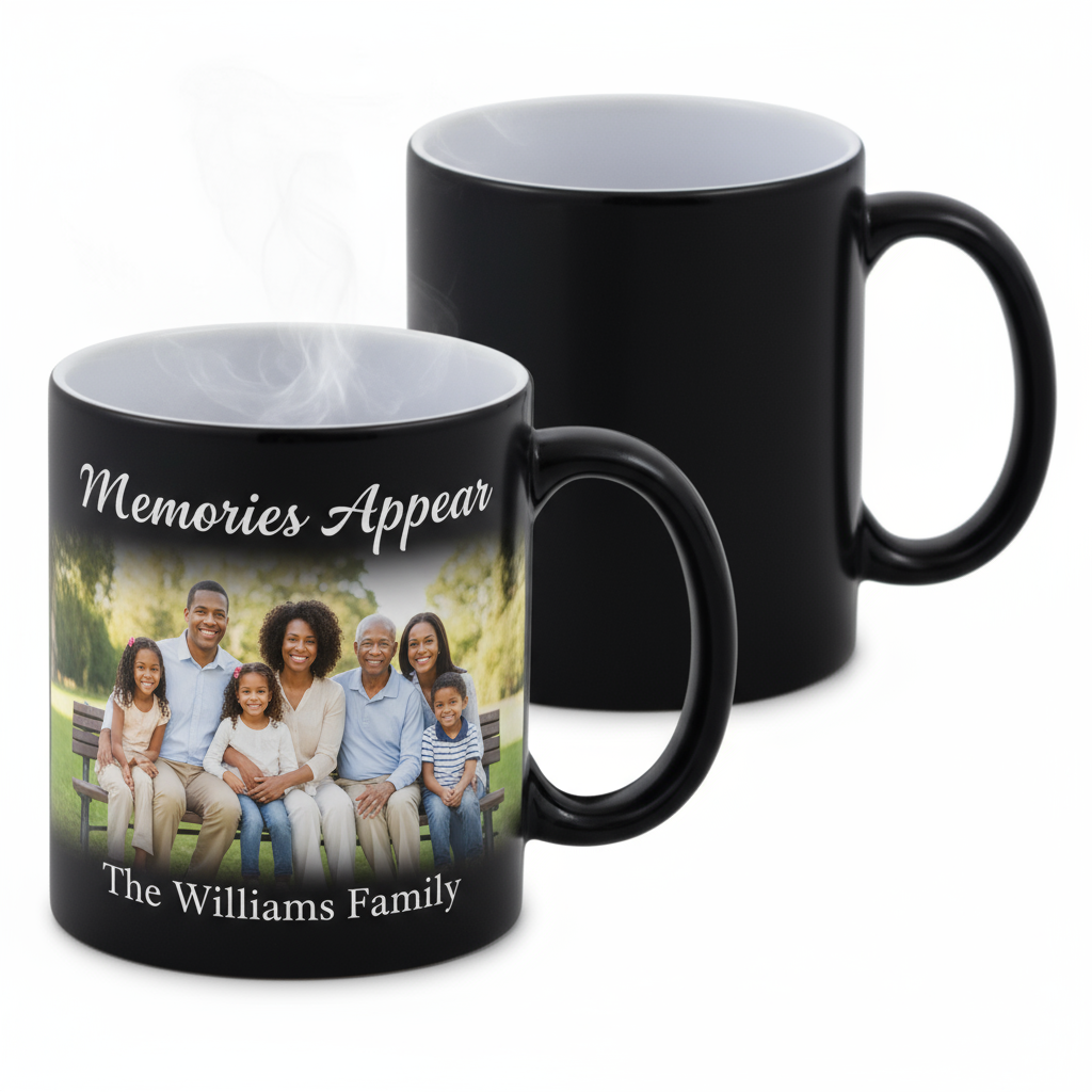 Glossy Black Magic Mugs 11oz | Custom Photo Reveal | Heat-Sensitive Gifts SA