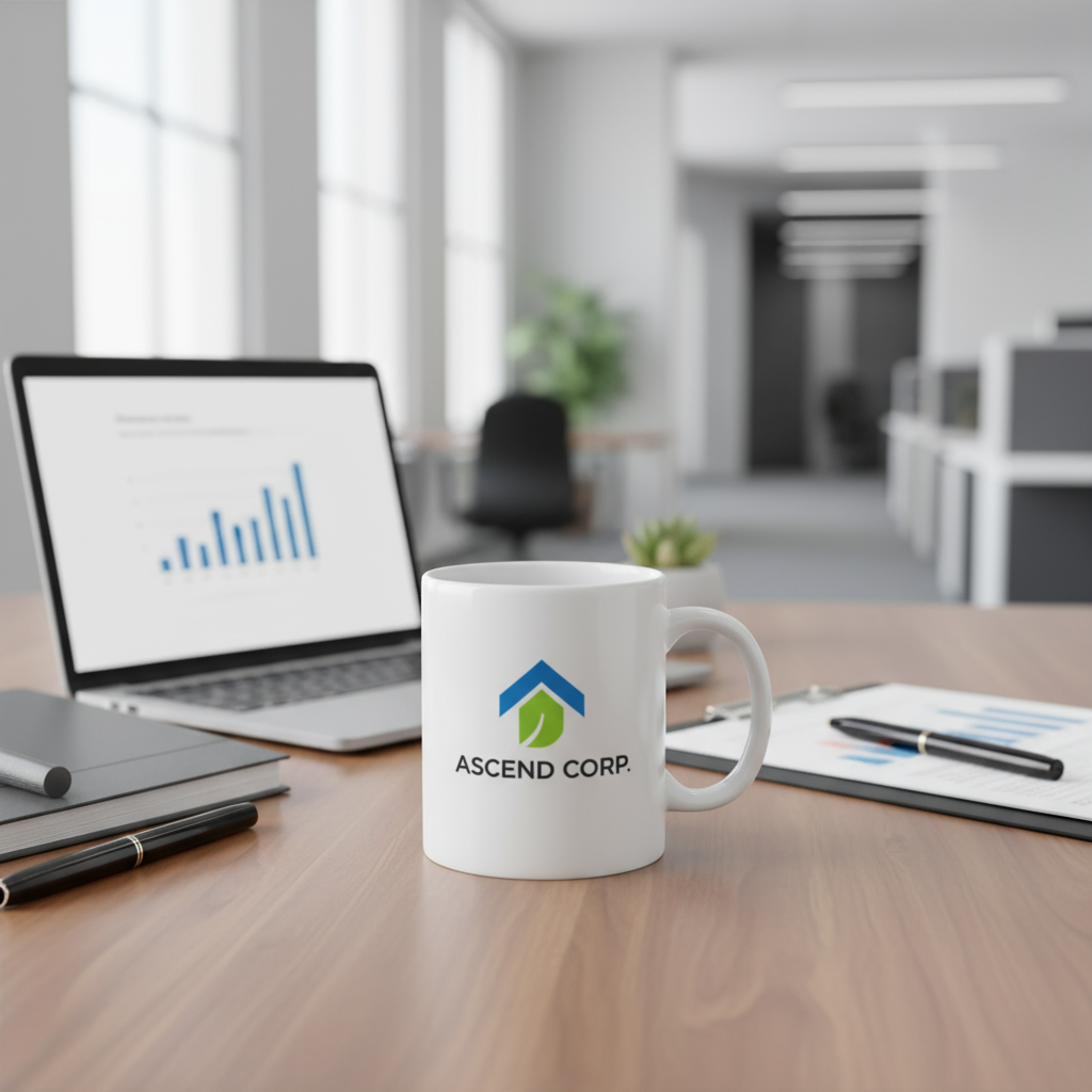 Corporate office with premium mug
