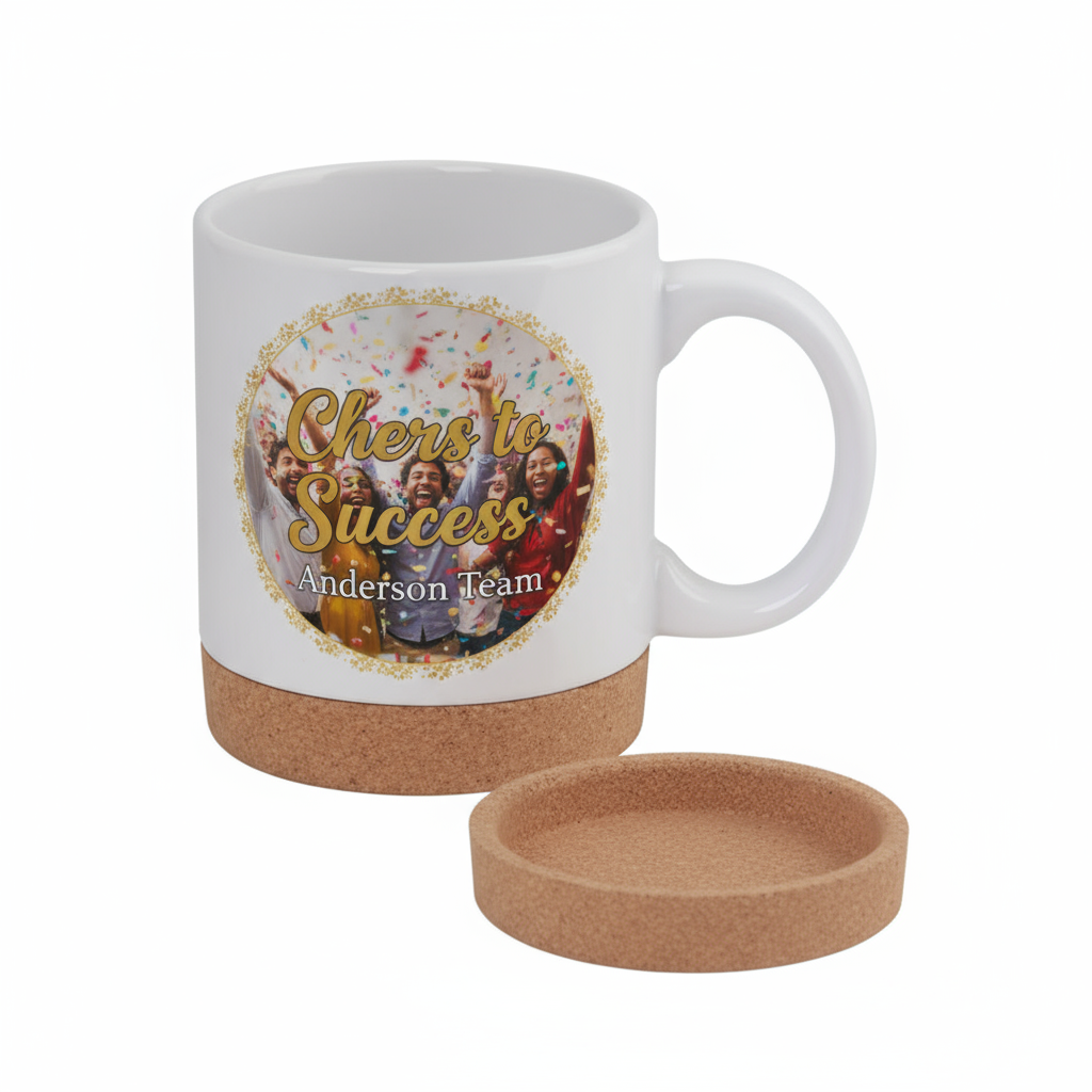 Cork Base Coffee Mugs 11oz | Custom Photo & Name Printing | Eco-Friendly Gifts SA