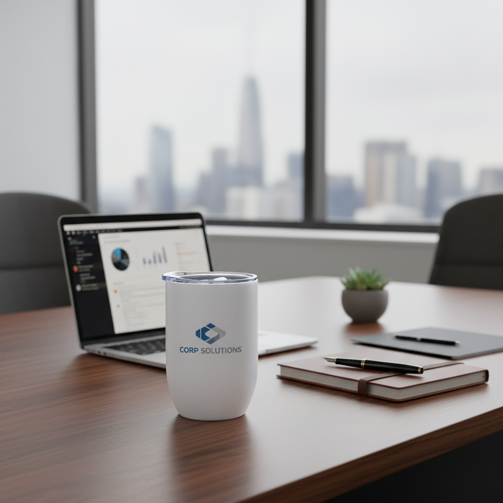 Corporate office with 16oz tumbler