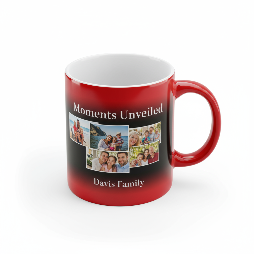 Personalized Glossy Red Magic Mug - Custom Photo & Name - 11oz Color-Changing