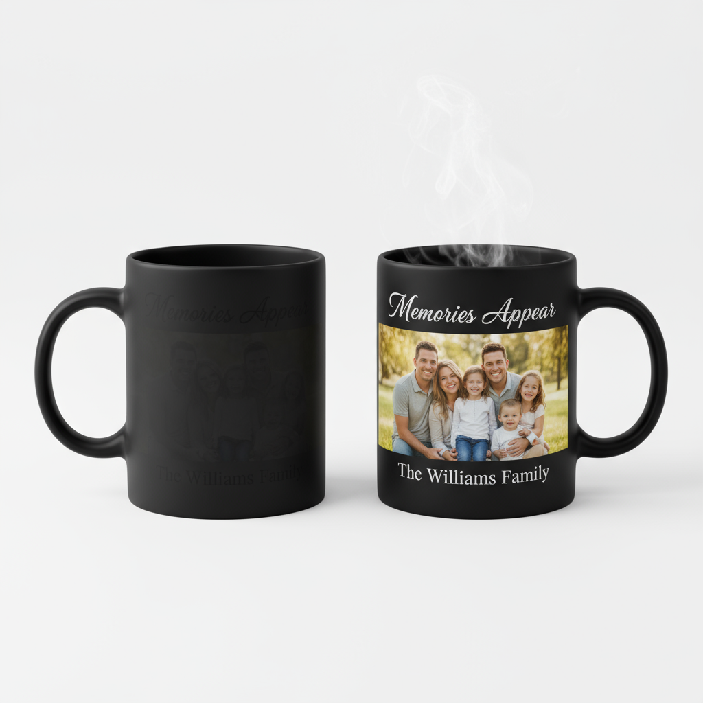 Personalized Magic Black Color-Changing Mug - Custom Photo & Name - 11oz Heat-Sensitive